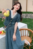 主推现货！法式复古牛仔套装裙遮肉上衣半身裙两件套5031P140K218，女装套装/套裙，2C166