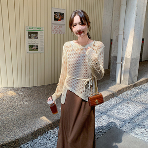 早春穿搭一整套针织罩衫连衣裙套装女2025新款超好看吊带裙两件套图片