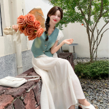 现货！泡泡袖牛仔短袖上衣蛋糕半裙两件套5070P140K198，女装套装/套裙，维壹