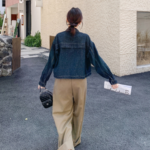 韩系通勤风立领小个子Polo领牛仔外套女2025新款爆款春秋流行穿搭图片