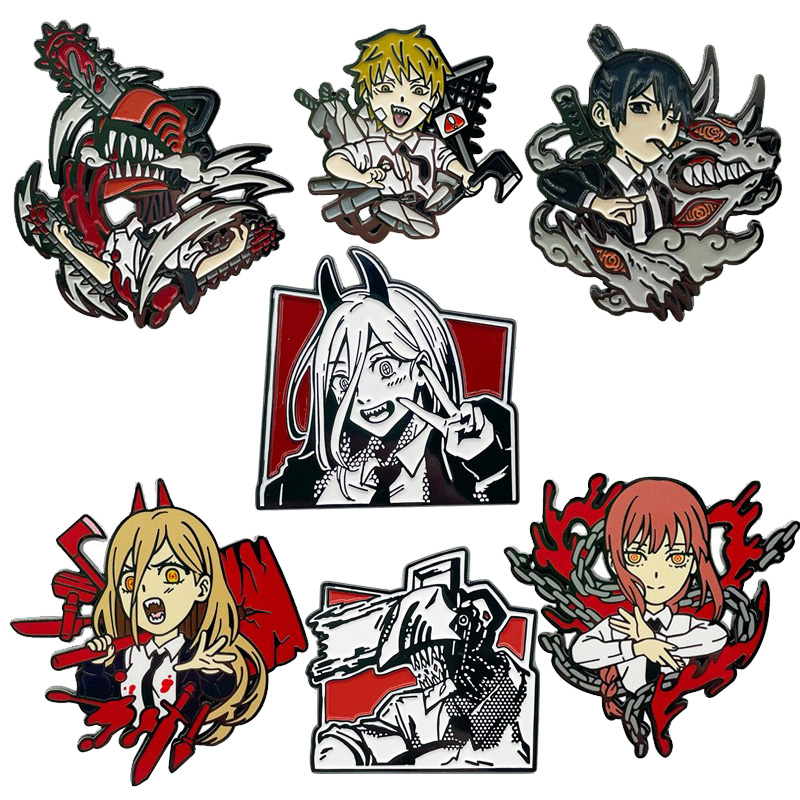 动漫周边chainsaw man链电锯人电次帕瓦早川秋玛奇玛胸针金属徽章
