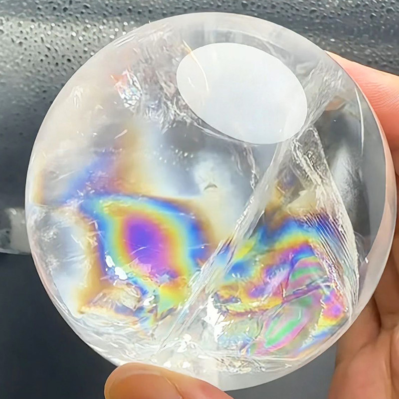 惊爆双称大环七彩光天然白水晶球