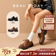 女秋季 英伦风系带小皮鞋 棕色乐福鞋 BeauToday厚底德比鞋 真皮女鞋