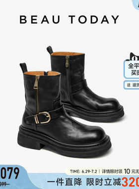 BeauToday厚底马丁靴美拉德靴子