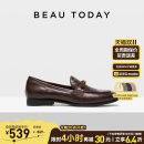BeauToday花園舞會黑色樂福鞋 英倫風小皮鞋 女平底淺口單鞋 女新款