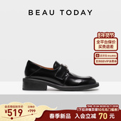 BeauToday春藤学院厚底乐福鞋 黑色单鞋 女2026春新款 英伦风小皮鞋
