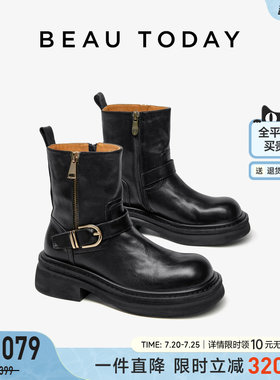 BeauToday厚底马丁靴美拉德靴子