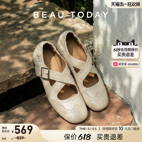 BeauToday白色玛丽珍鞋女