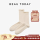 配皮鞋 BeauToday中筒袜女2025新款 秋冬季 堆堆袜花边袜子防臭吸汗