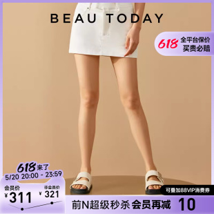 BT沙滩鞋 女海边配裙子一字拖鞋 女真皮罗马凉鞋 BeauToday厚底凉鞋