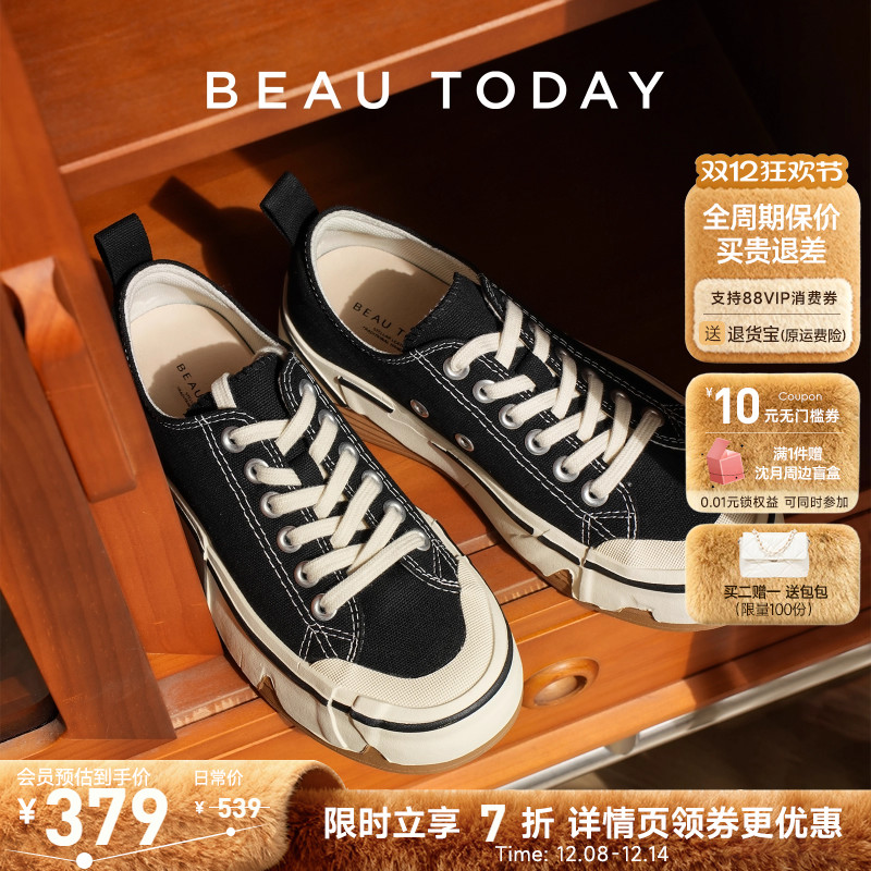 BeauToday厚底帆布鞋女款