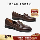 平底浅口单鞋 一脚蹬黑色英伦风小皮鞋 女2025新款 BeauToday乐福鞋