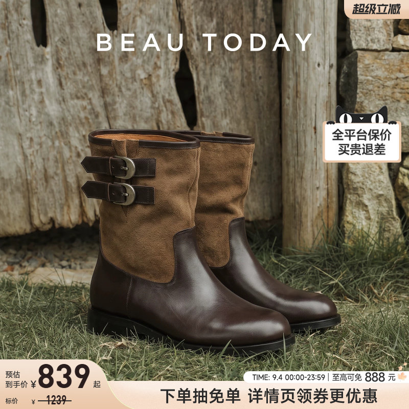 BeauToday复古短靴西部牛仔靴图片