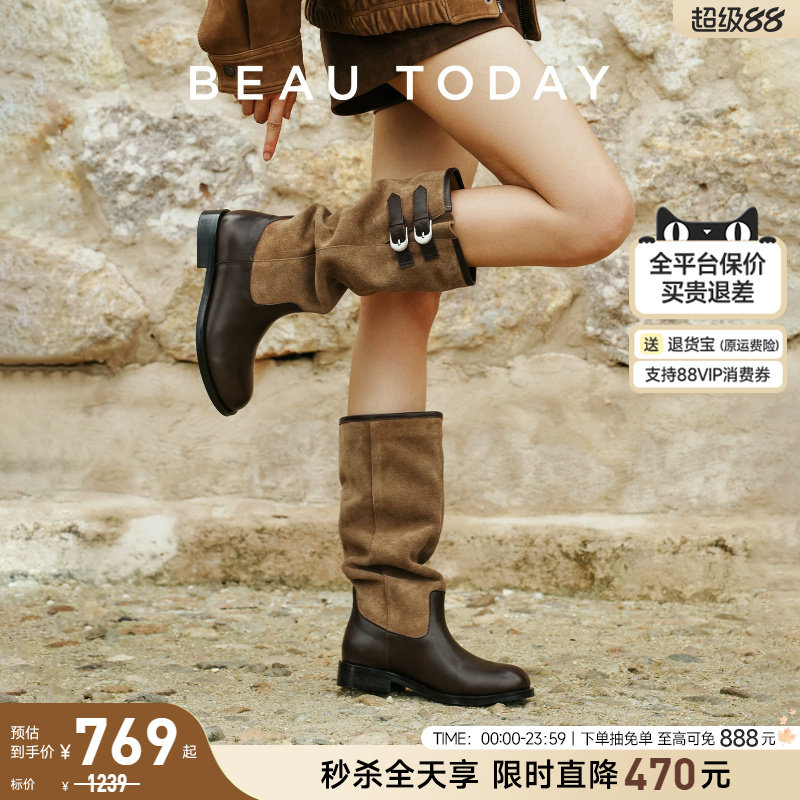 BeauToday西部堆堆靴骑士靴子图片