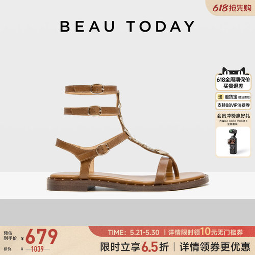 BeauToday罗马凉鞋平底凉鞋