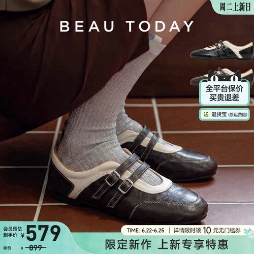 BeauToday平底玛丽珍复古小皮鞋