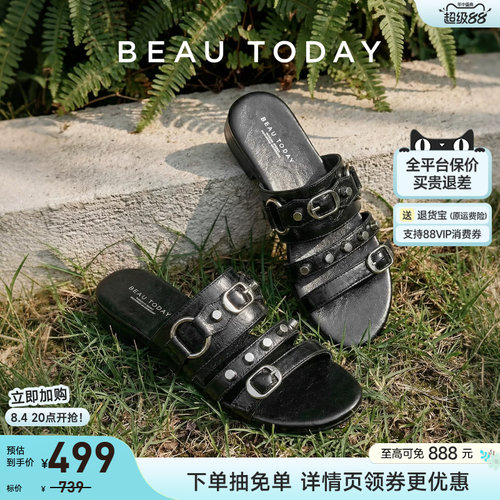 BeauToday平底罗马女凉鞋新款