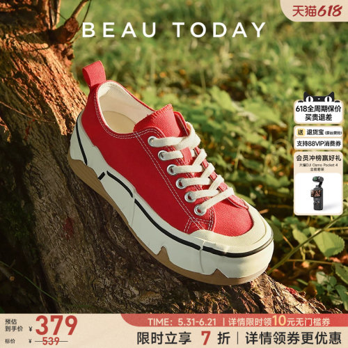 BeauToday厚底帆布鞋女款