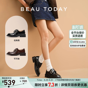 BT厚底乐福鞋 女秋季 BeauToday英伦风小皮鞋 方头单鞋 人生新旅