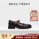 女鞋 BeauToday黑色玛丽珍鞋 厚底小皮鞋 布洛克单鞋 女2026新款 春季