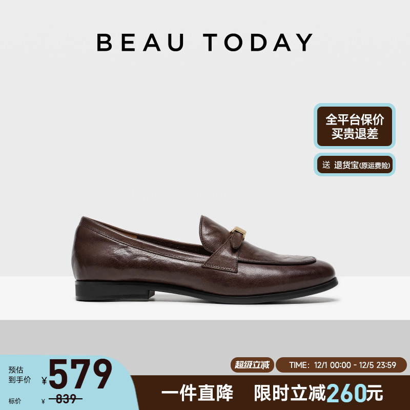 BeauToday黑色英伦乐福鞋