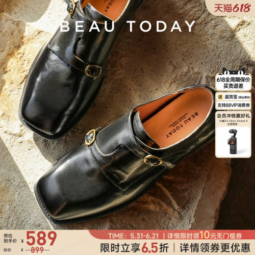 BeauToday小皮鞋真皮粗跟