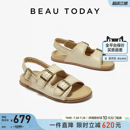 BeauToday真皮勃肯凉鞋度假风