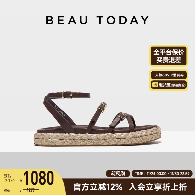 BeauToday罗马凉鞋休闲时尚真皮