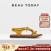 一脚蹬沙滩鞋 BeauToday平底罗马凉鞋 春季 度假凉鞋 女款 2026新款