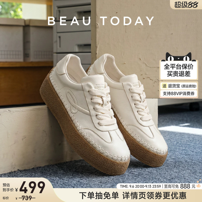 BeauToday厚底小白鞋增高板鞋图片