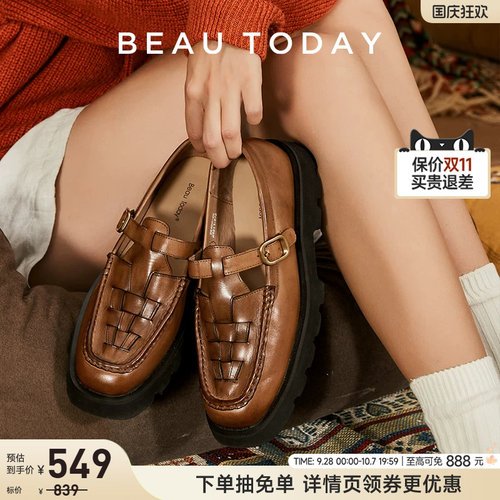 BeauToday厚底乐福鞋女玛丽珍鞋