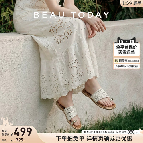 BeauToday平底度假风凉鞋