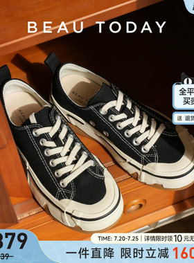 BeauToday厚底帆布鞋低帮运动