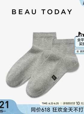 BeauToday纯棉短袜女2025新款夏季透气吸湿防臭百搭灰色短筒袜女