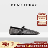 女款 平底鞋 新款 浅口单鞋 BeauToday镂空玛丽珍鞋 女士单鞋 春季 凉鞋