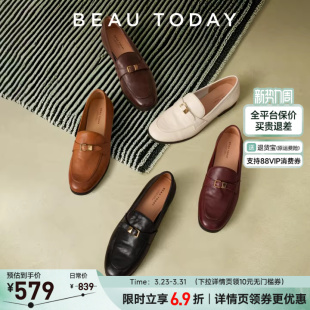 明星同款 单鞋 BeauToday乐福鞋 平底黑色皮鞋 子女鞋 女2026春季