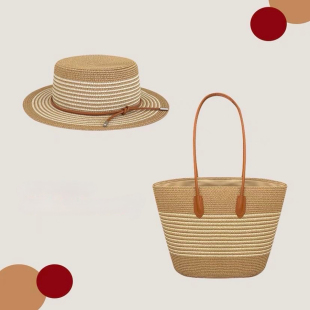 2026新款 手工编织包大容量草编手提包女士海边度假防晒草帽托特包