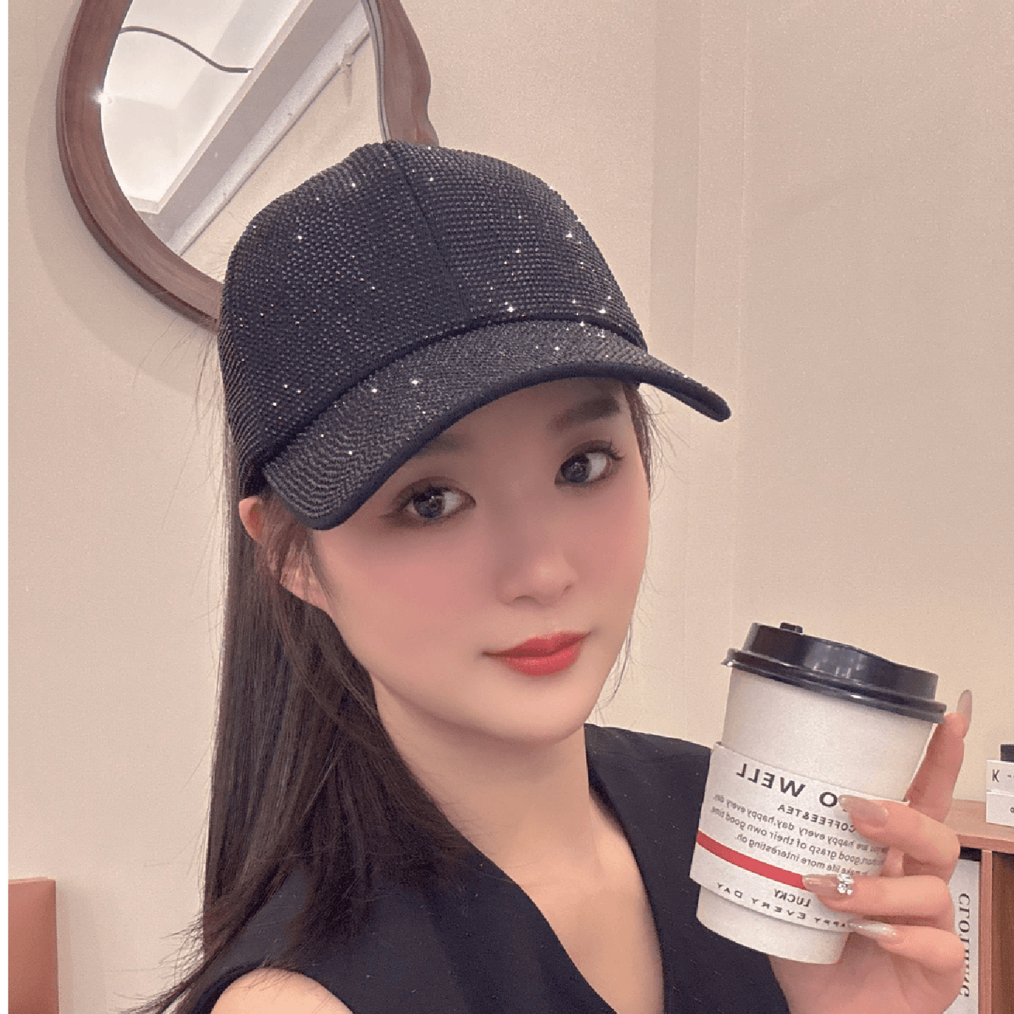 韩版休闲透气水钻百搭遮阳棒球帽