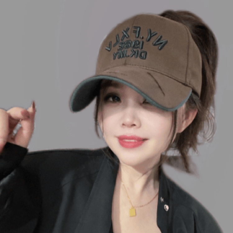 2025新款大帽檐空顶帽子女可扎马尾棒球帽小众休闲遮阳防晒鸭舌帽