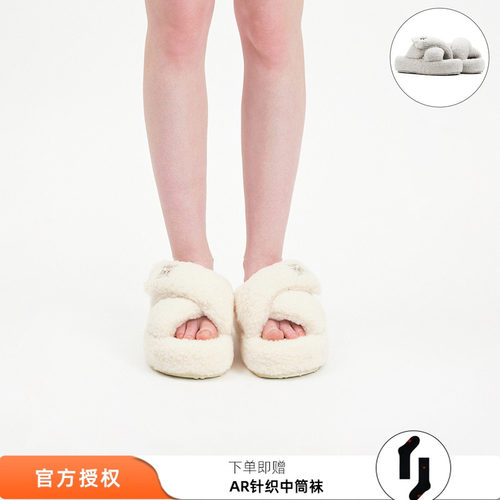 TRAPAR_WAVES 25新款交叉毛毛拖鞋厚底休闲鞋毛拖鞋M星店