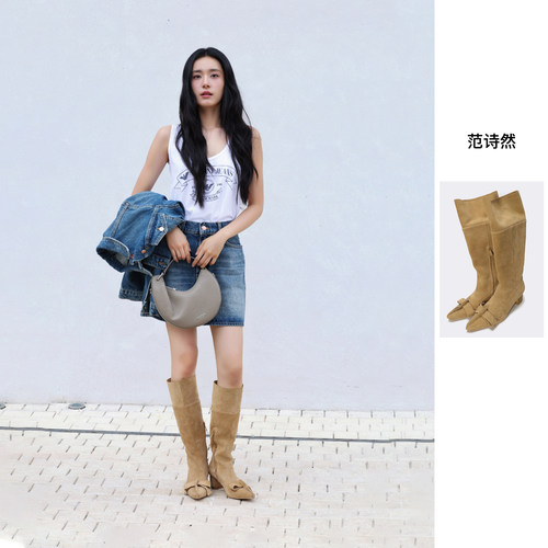 THESHOO蝴蝶结高跟长靴