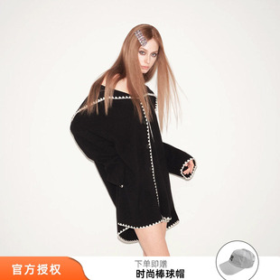 tokokkino 26春夏新款暗涌翻领羊绒大毛衣翻领中长款外套显瘦