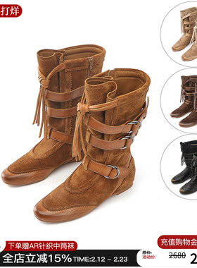 27QUAI GROSMOTT2025新款流浪系列西部骑士靴拳击短靴流浪靴子女