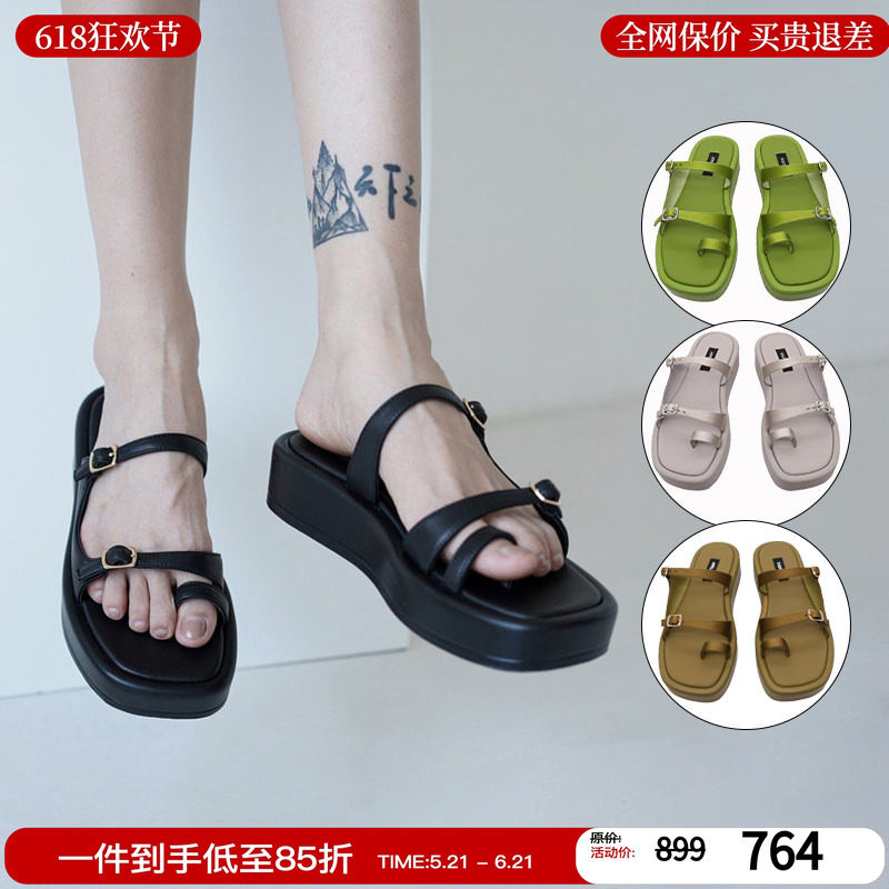 【现货】AFFLATUS3 黑色厚底凉鞋分趾拖鞋外穿凉拖鞋凉鞋女款夏季