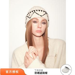 tokokkino 温感线迹刺绣翻边羊绒毛线帽保暖针织帽百搭 26春夏新款