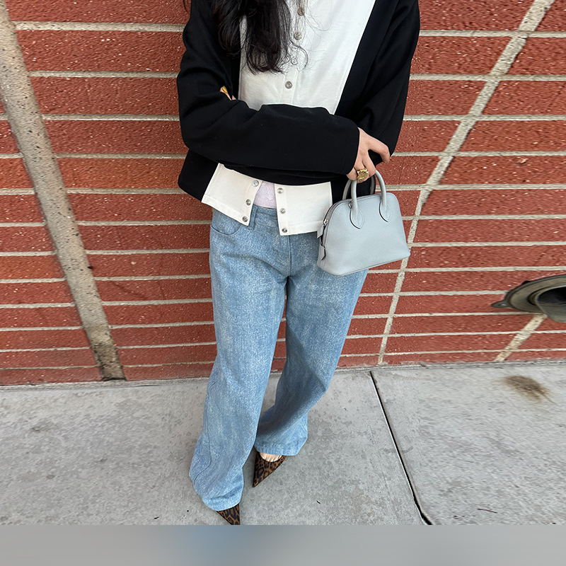 Sesaar赛萨 25新款Odo奥多阔腿牛仔裤水洗棉纺低腰直筒裤女M星店