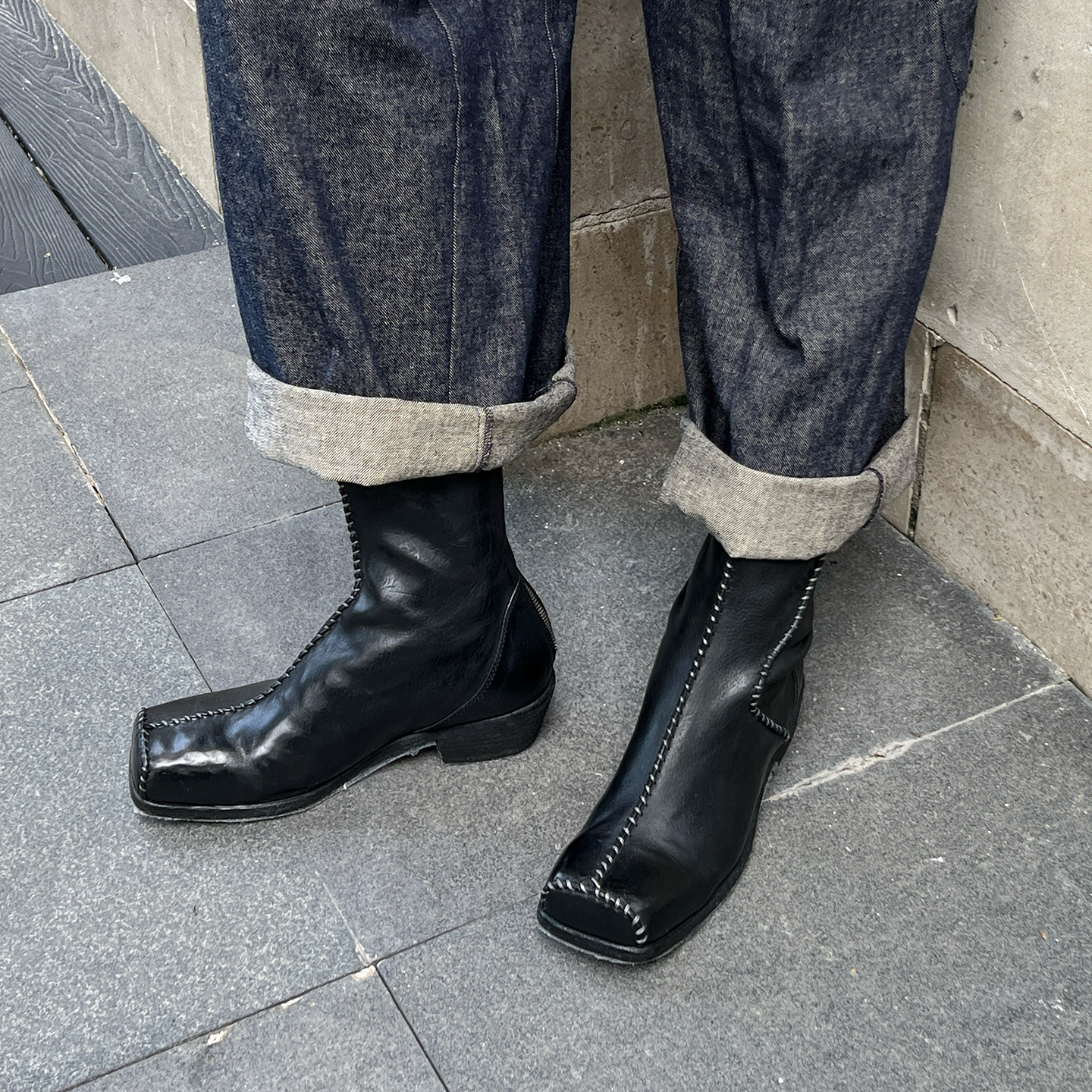 王鹤棣同款AFFLATUS3 2025新款手工雾绒马皮短靴鞋子水