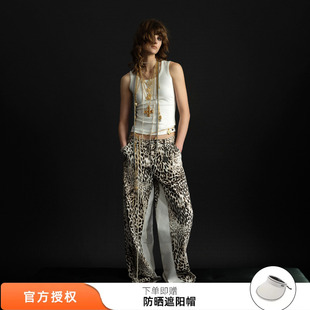 低腰阔腿裤 tokokkino 26春夏新款 白豹纹拼接直筒裤 子女 百搭显瘦裤