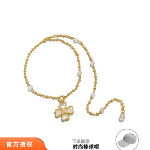 tokokkino 26春夏新款白噪蝴蝶蝴蝶结花白水晶项链十字架锁骨链