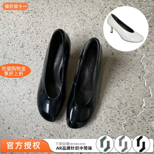 Maltelle麦芽圆头高跟鞋小猫跟
